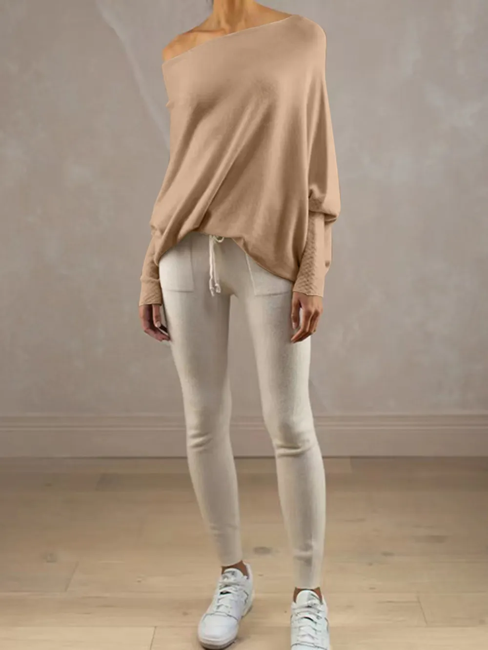 Full Size Boat Neck Batwing Sleeve Knit Top, image 20