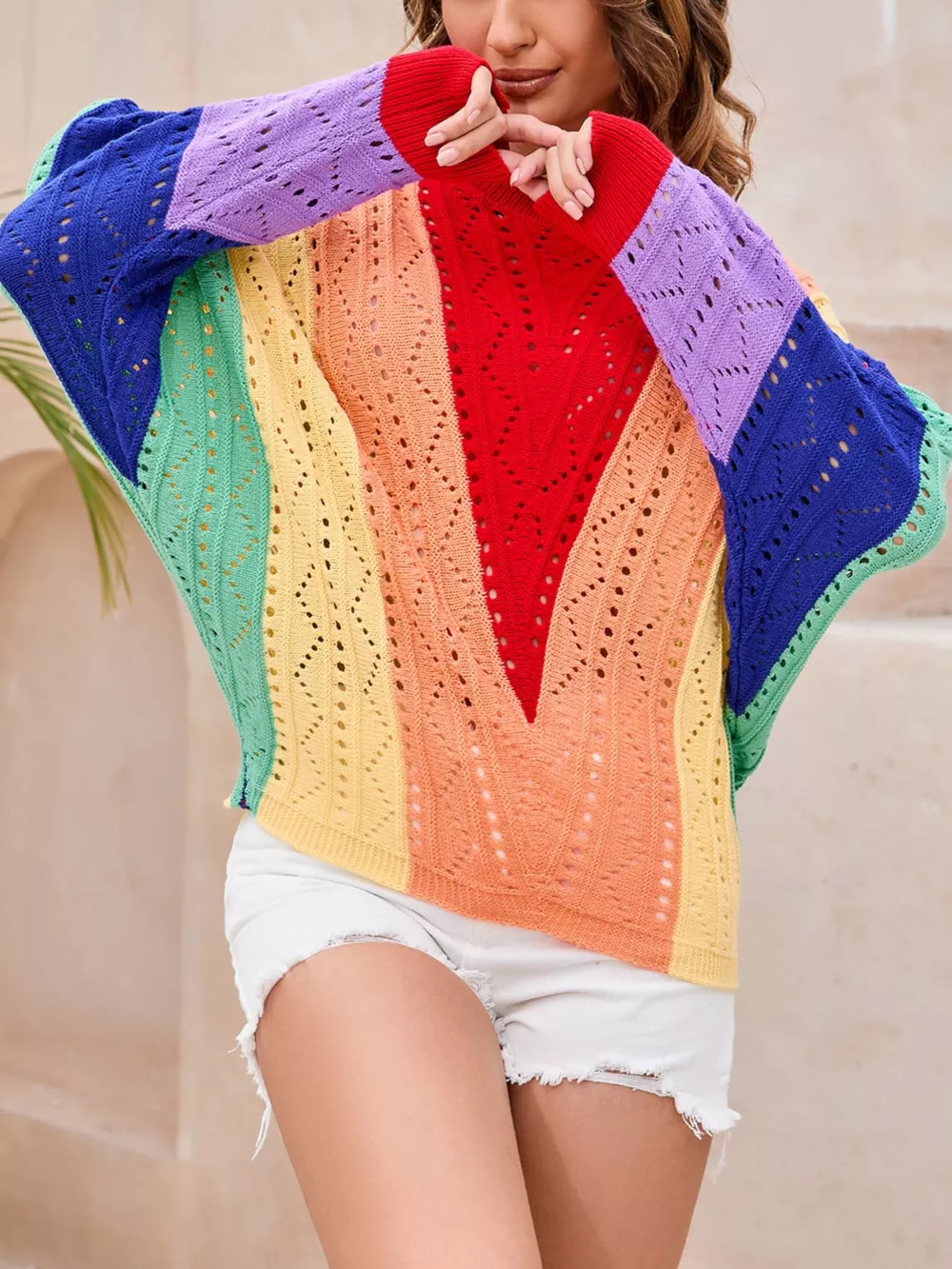 Color Block Openwork Sweater, image 4