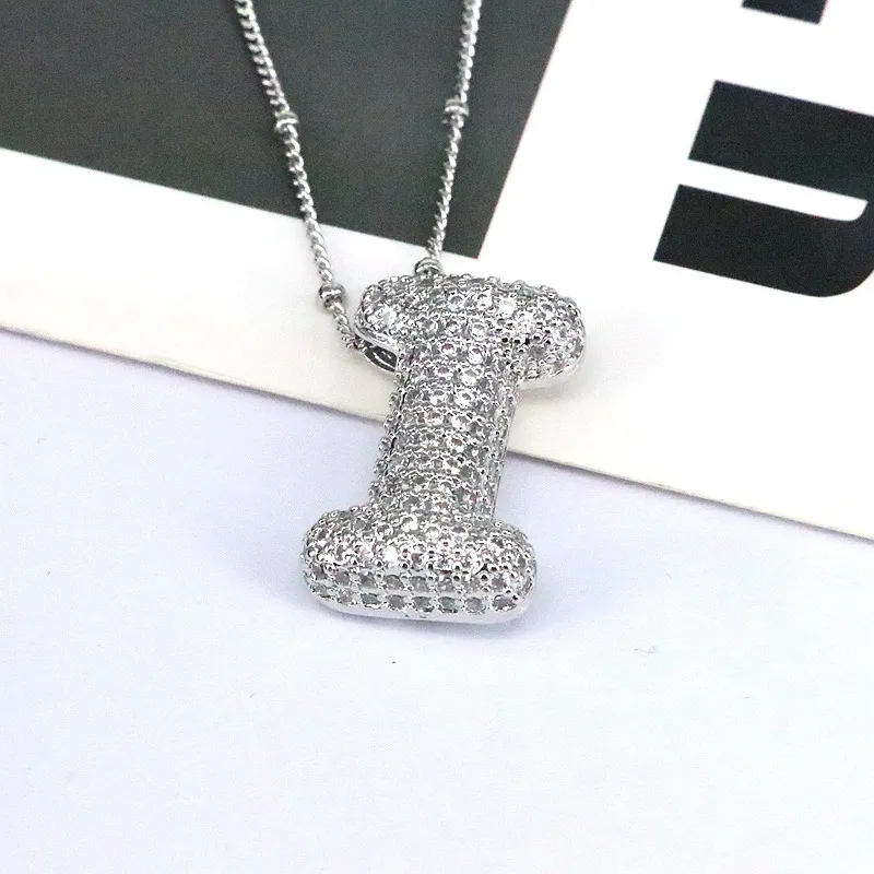 Copper Inlaid Zircon Letter Pendant Necklace, image 10