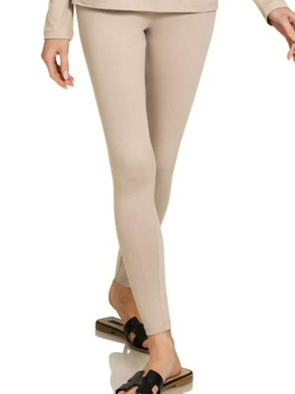 Microfiber Round Neck Top and Leggings Set, image 2
