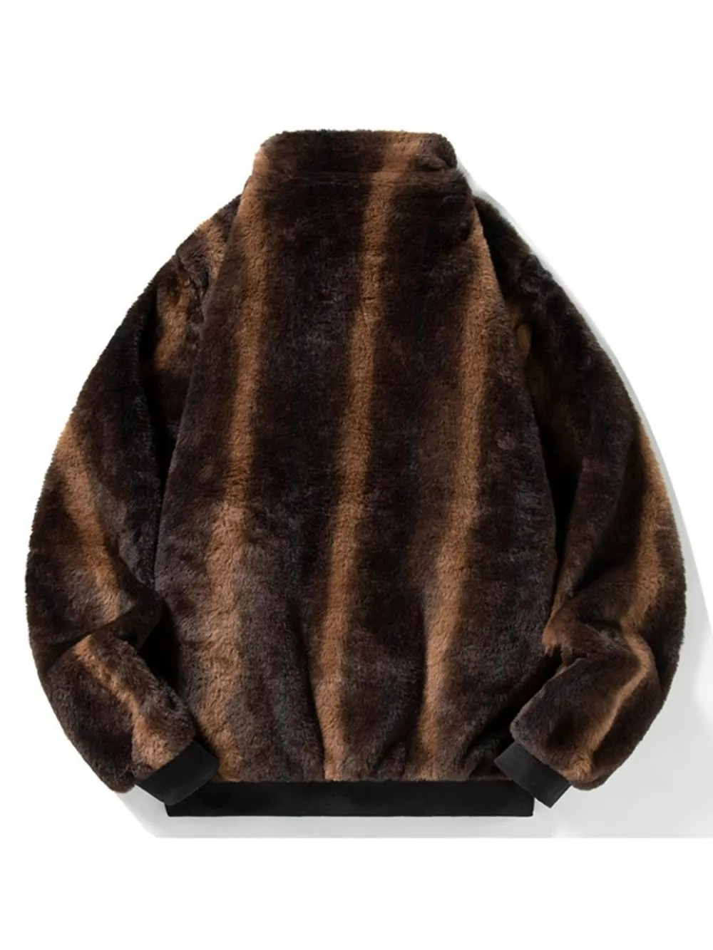Men's Warm Faux Fur Zip Up Jacket, image 4