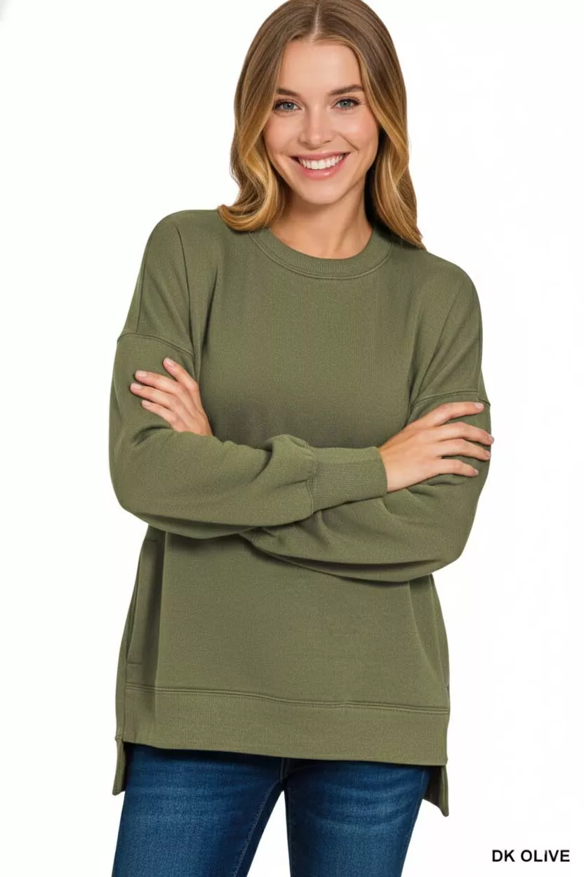 Fleece Hi-low Boyfriend Sweatshirts with Pockets
