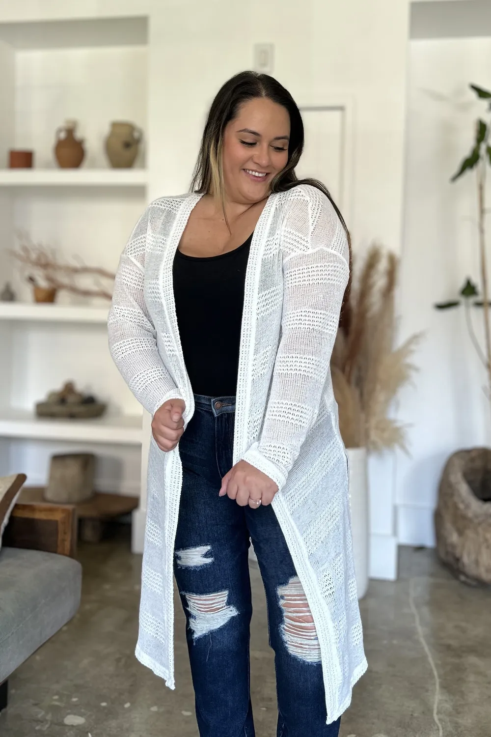 Full Size Open Front Longline Cardigan, image 27