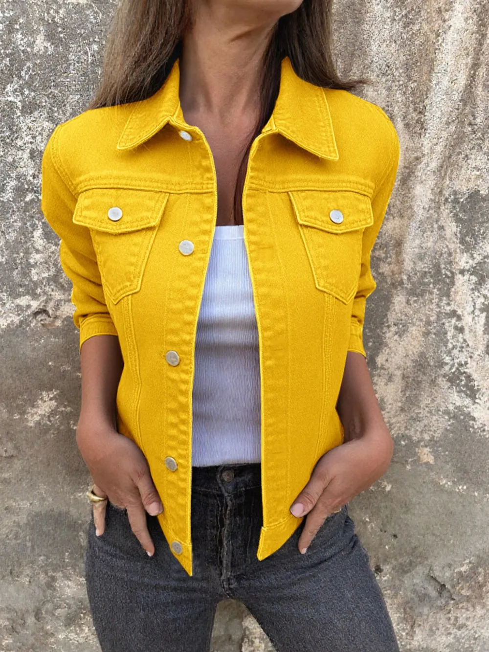 Button Front Closure Denim Jacket, image 13
