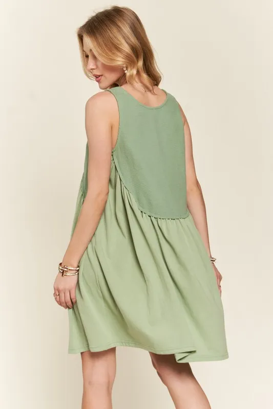Decorative Button Sleeveless Babydoll Dress, image 3