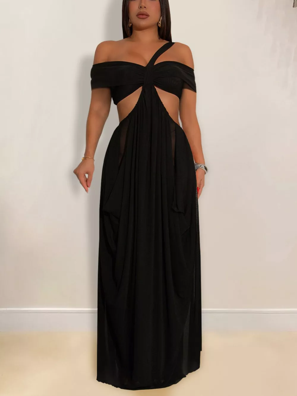Cutout Off Shoulder Ruched Maxi Dress, image 2