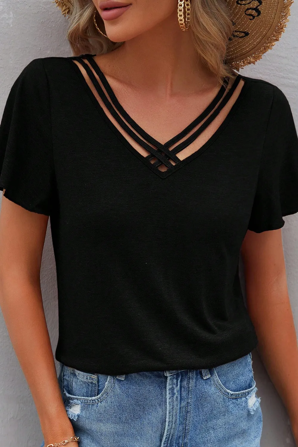 V-Neck Short Sleeve T-Shirt, image 9