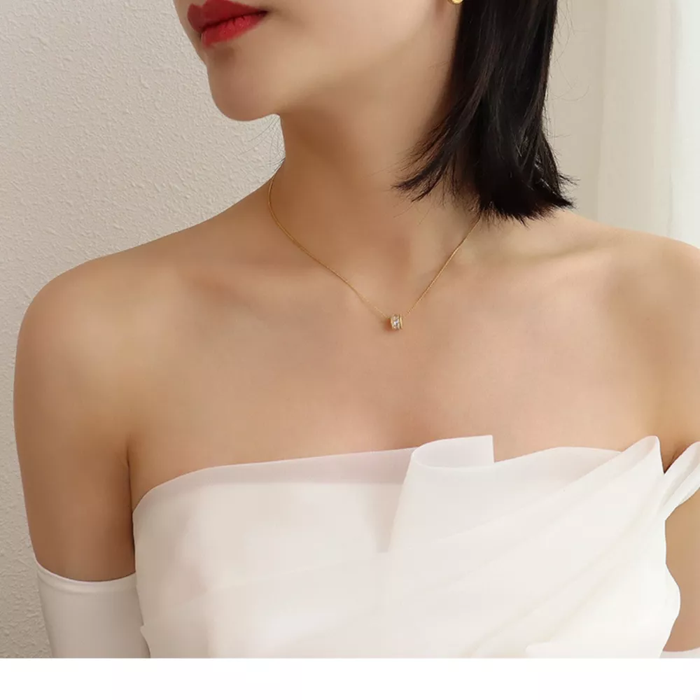18K Gold-Plated Zircon Minimalist Necklace, image 3