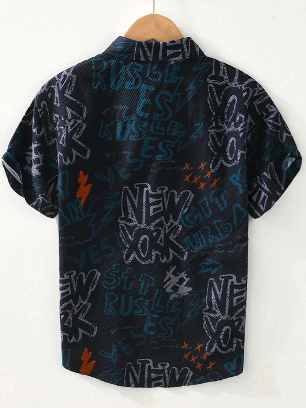 Men's Plus Size Printed Button Up Short Sleeve Shirt, image 3