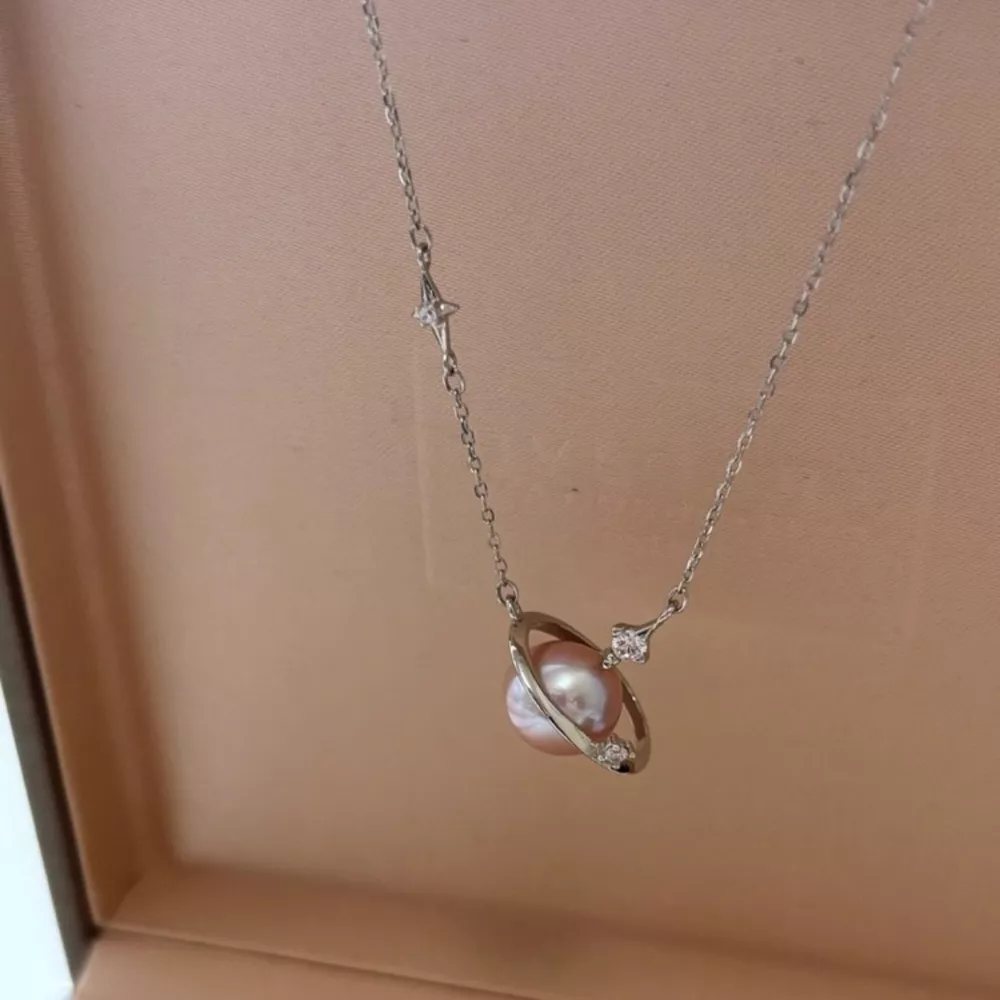 Planet Pearl Pendant Necklace, image 7