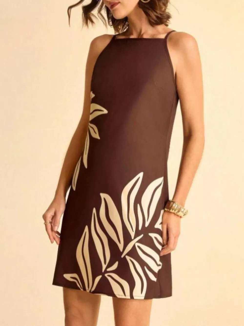 Tropical Print Sleeveless Mini Dress, image 3