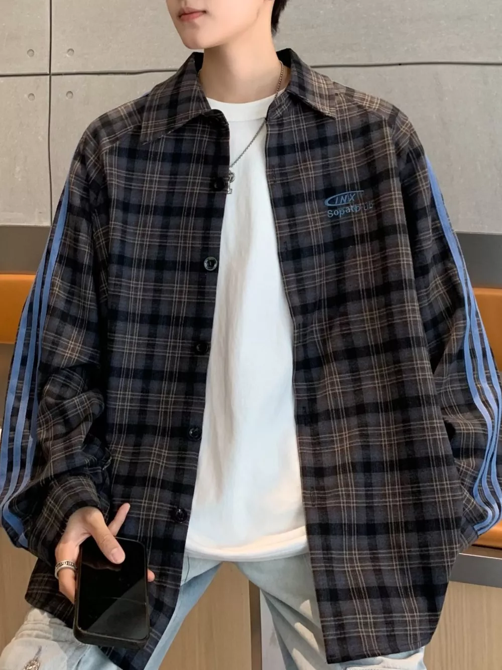 Men's Plus Size Plaid Casual Long Sleeve Shirt, image 2