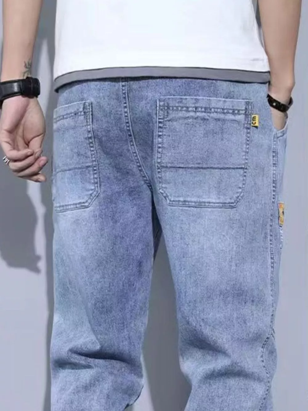 Men's Plus Size Slim Fit Wash Jeans, image 5
