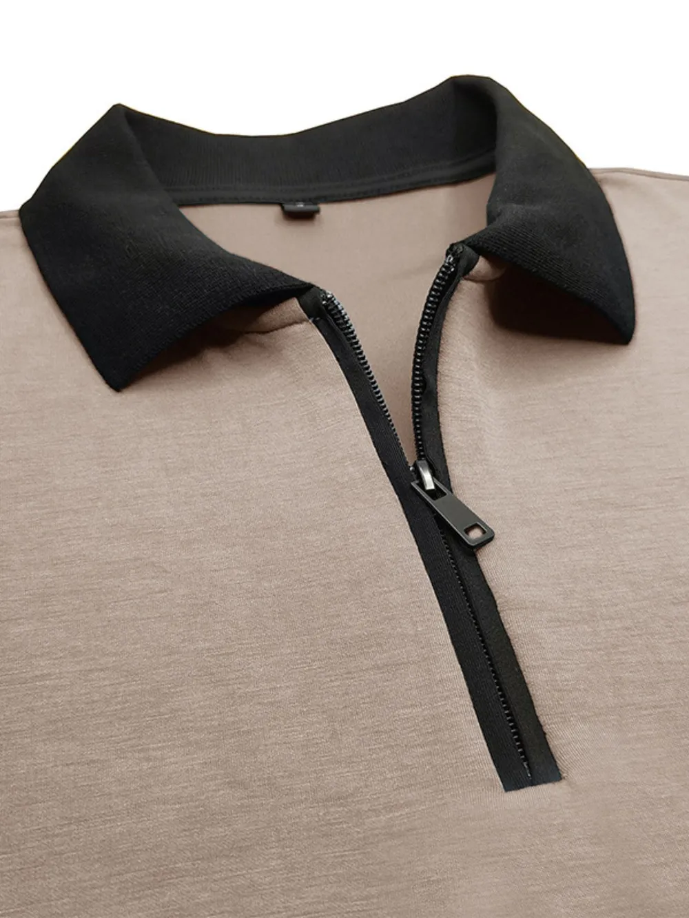 Men's Contrast Collar Quarter-Zip Polo Shirt, image 6