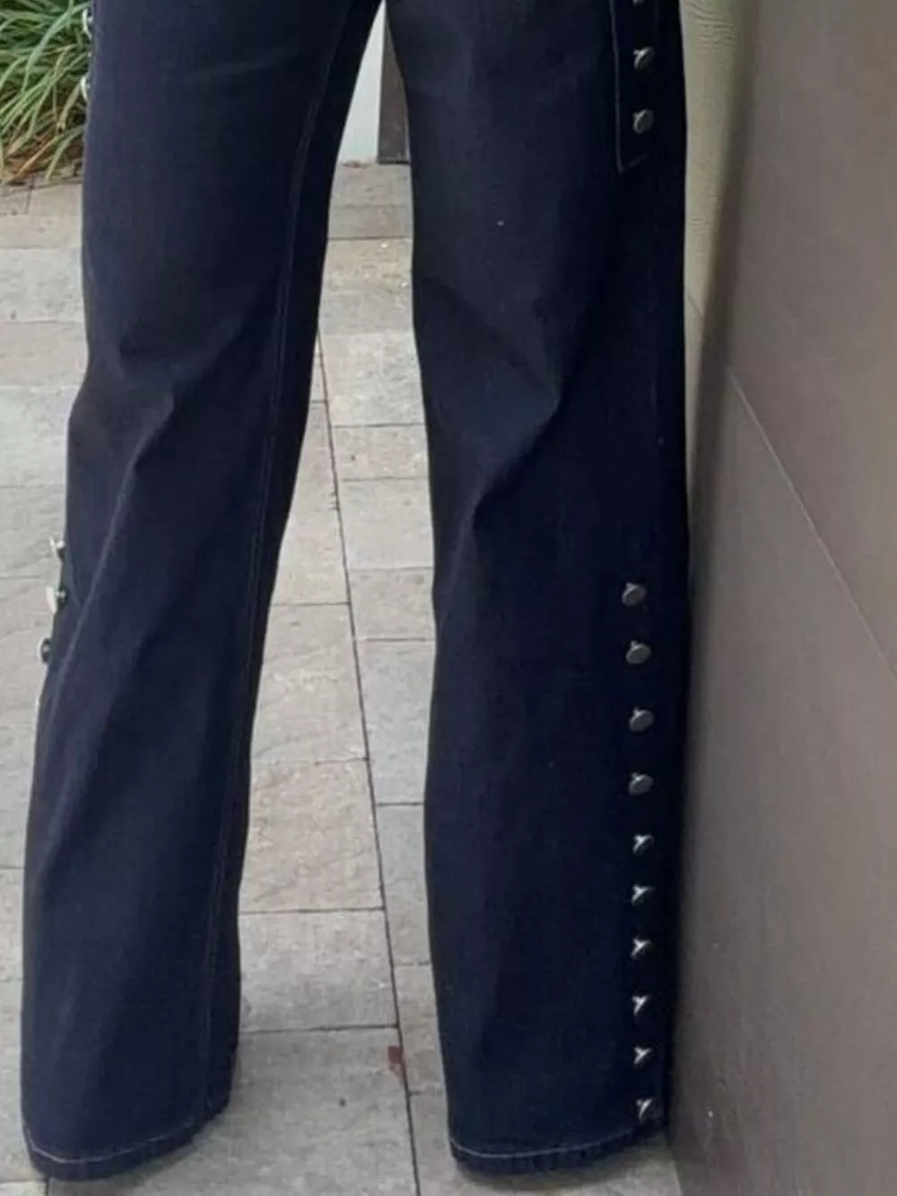 Decorative Button High-Waisted Wide-Leg Jeans, image 3