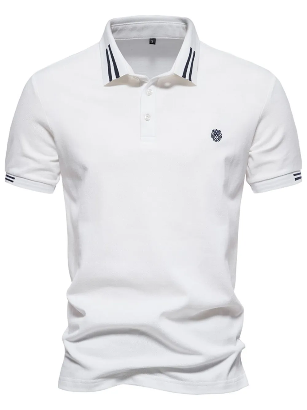 Men's Embroidered Striped Short Sleeve Polo, image 6