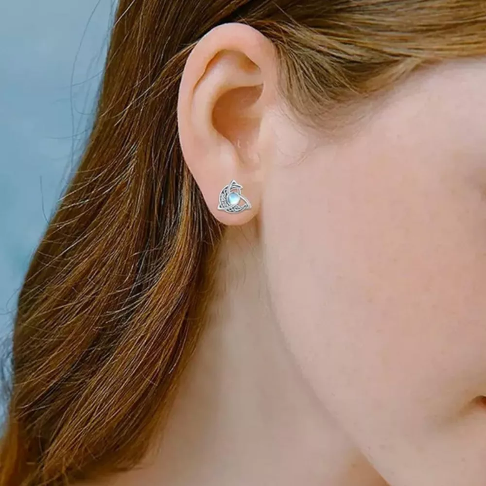 Moonstone Stud Earrings, image 4