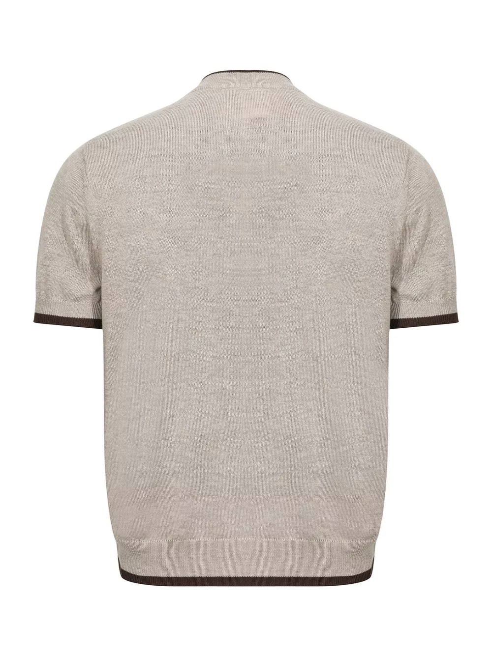 Men's Short Sleeve Collar Knit Top with Contrast Trim, image 3