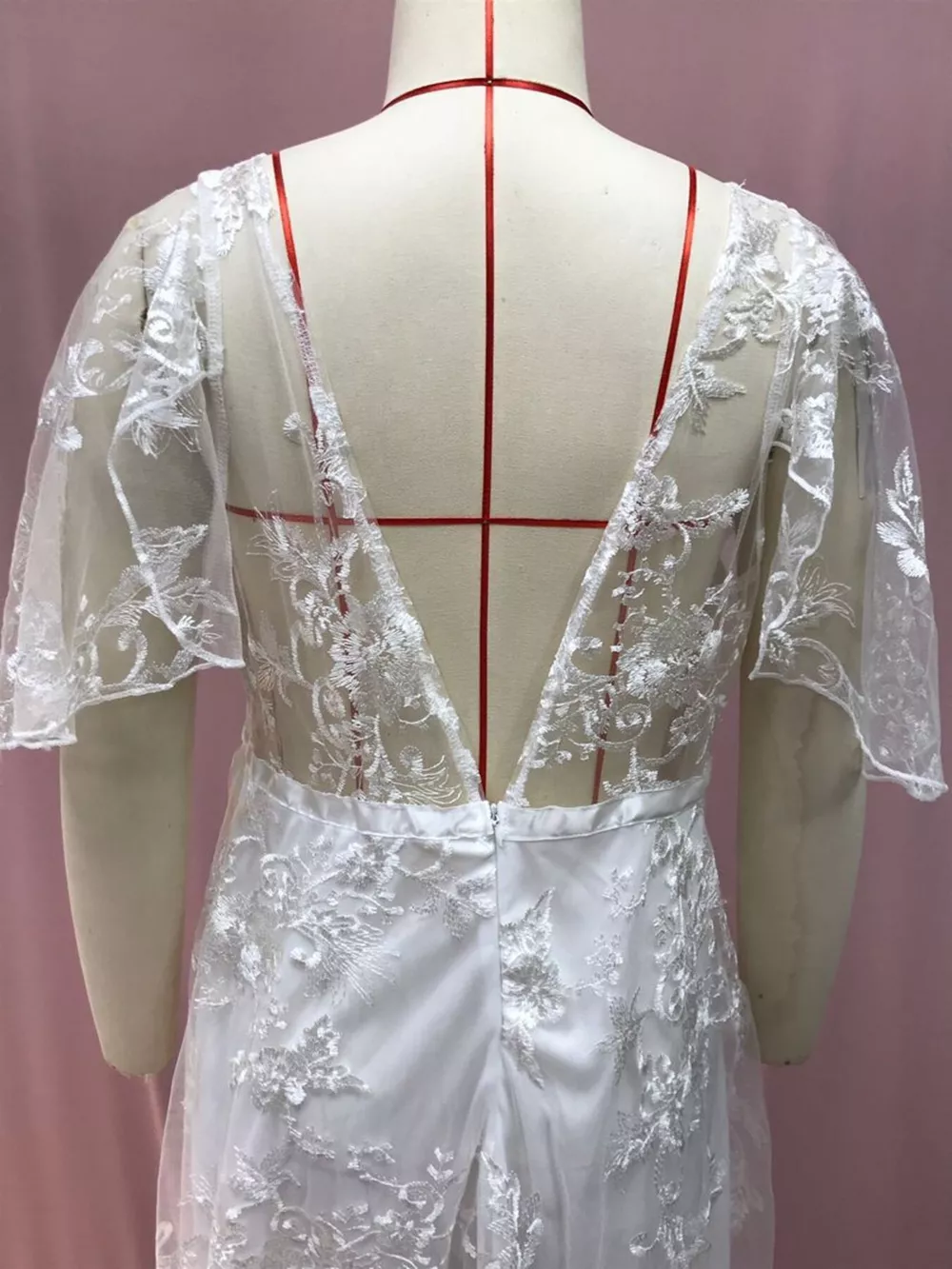 Full Size Lace Flutter Sleeve V-Neck Dress Plus Size, image 11
