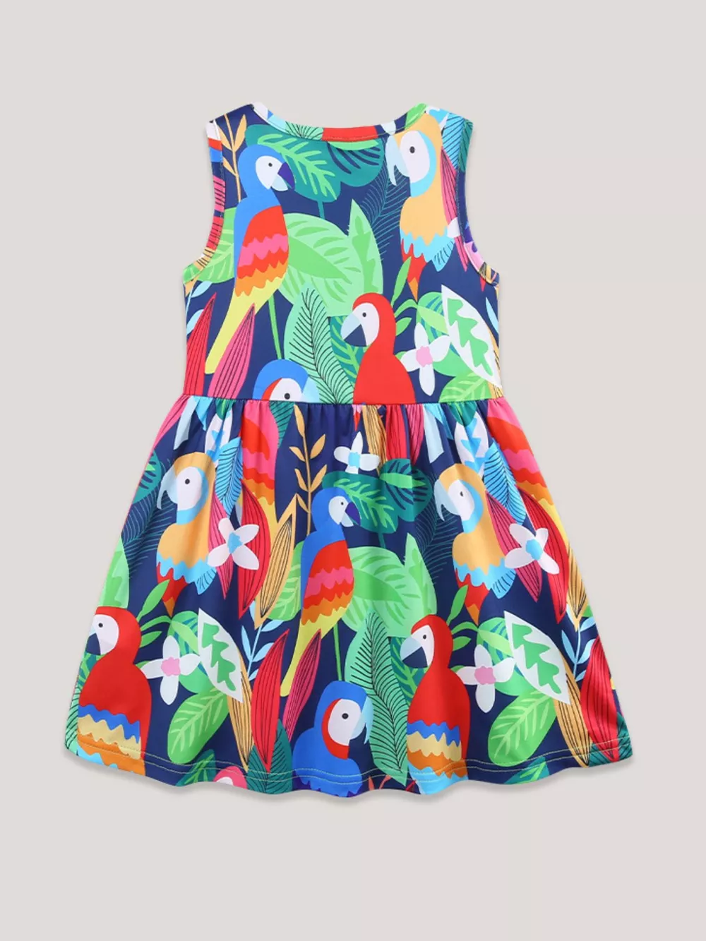 Children's Tropical Parrot Print Sleeveless A-Line Dress, image 4