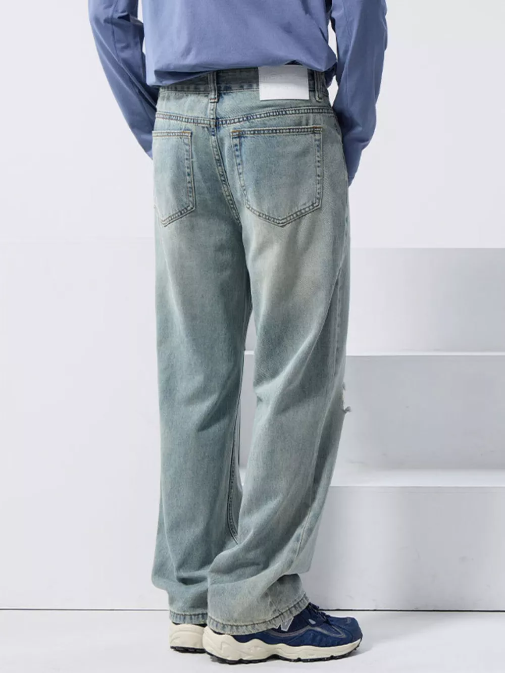 Men's Distressed Wide Leg Jeans, image 7