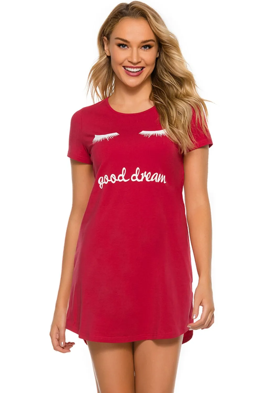 Graphic Round Neck Short Sleeve Lounge Dress, image 10