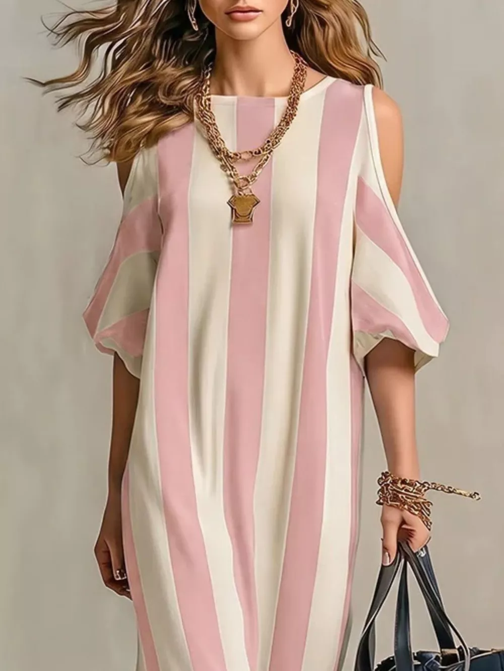 Striped Cold Shoulder Maxi Dress, image 8