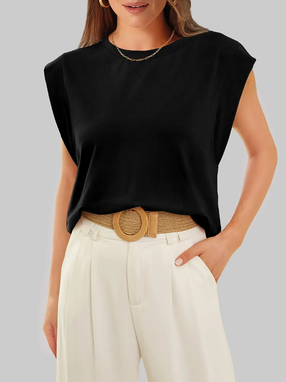 Round Neck Cap Sleeve T-Shirt, image 19