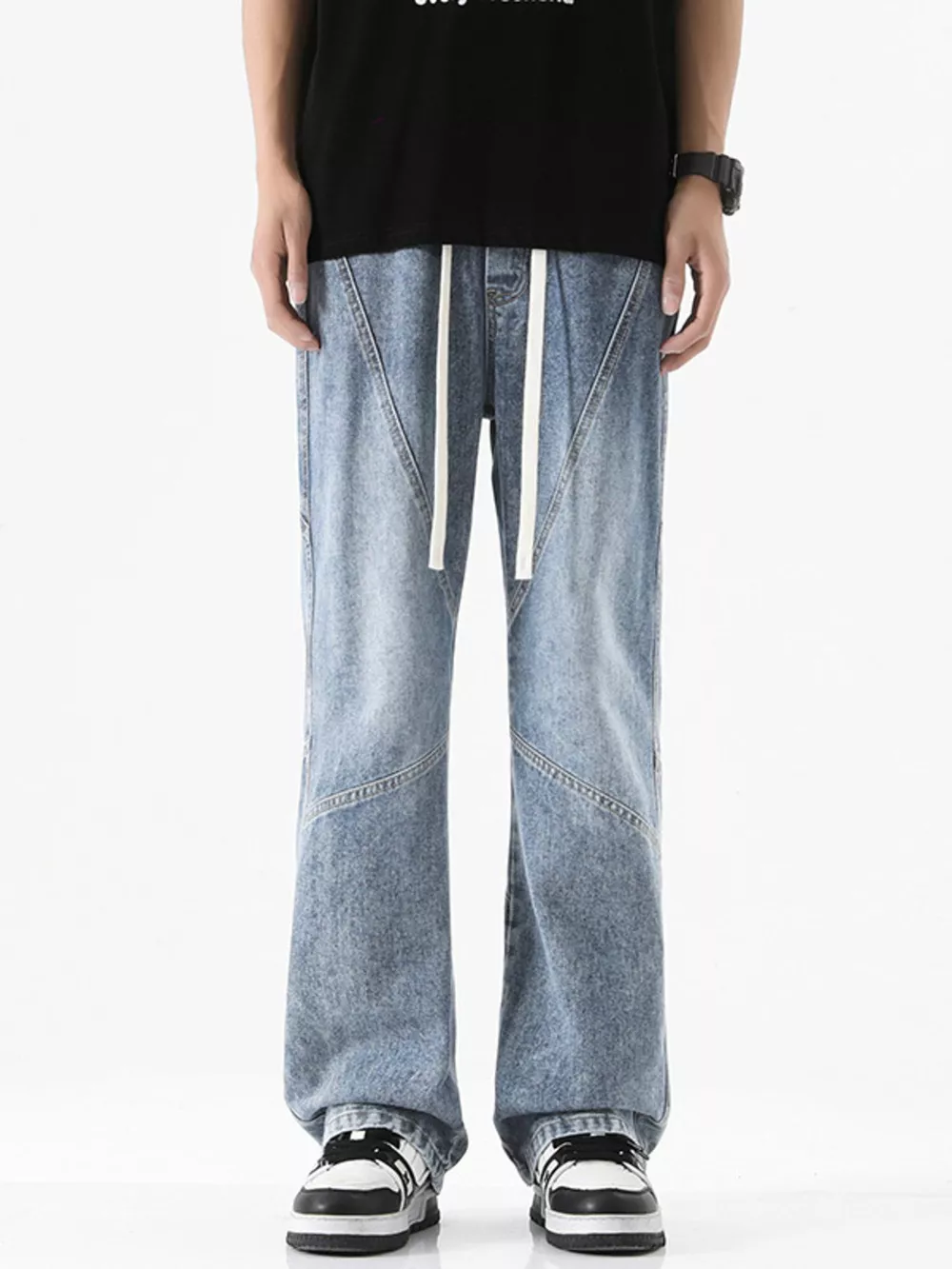 Men's Full Size Drawstring Wide Leg Jeans Plus Size, image 10