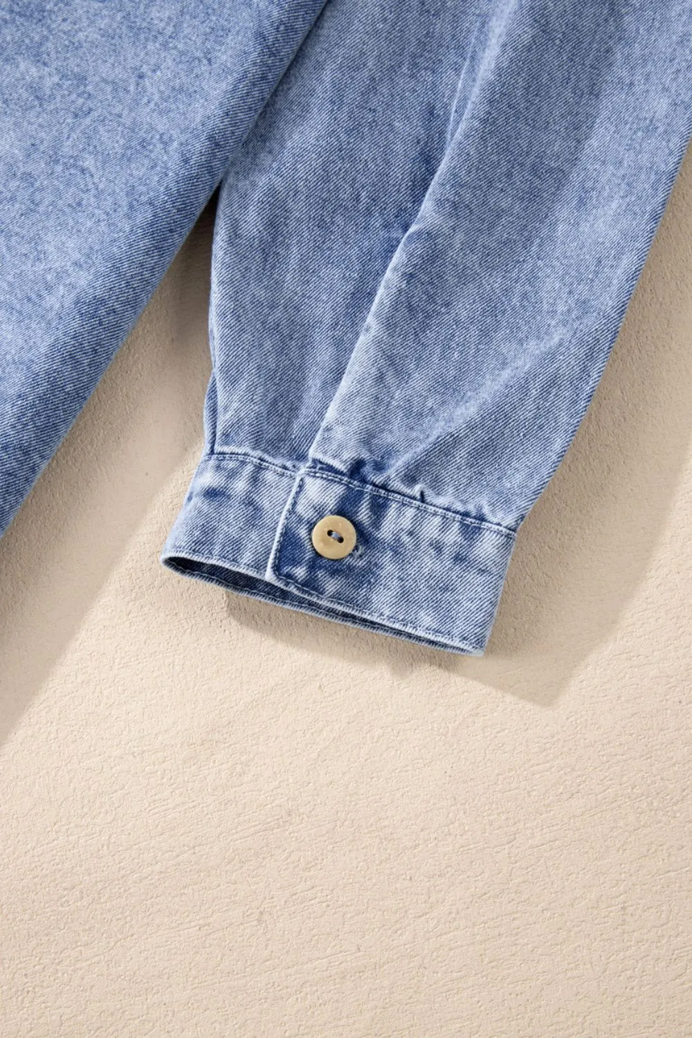 Raw Hem Button Down Long Sleeve Denim Dress, image 9
