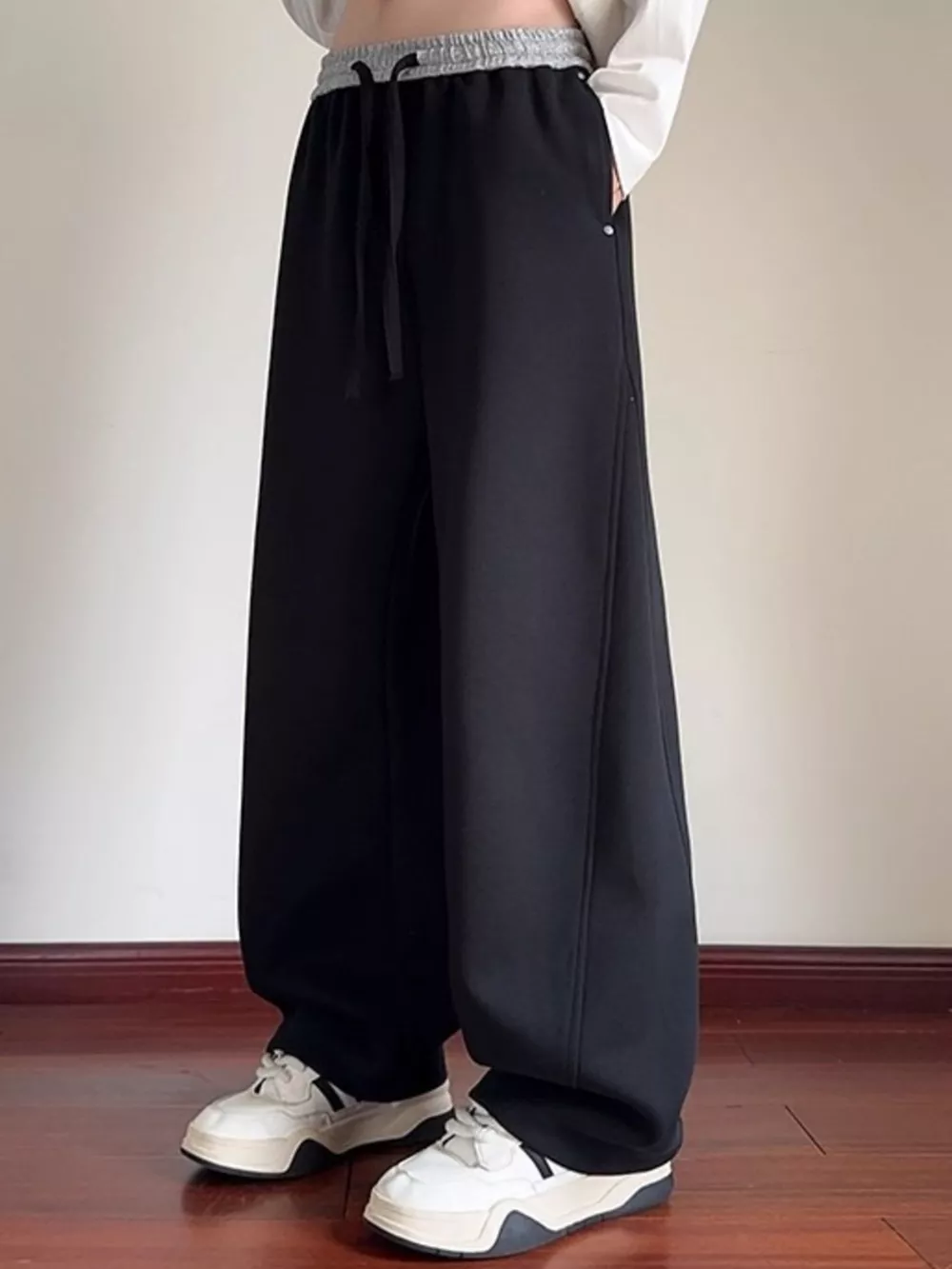Men's Plus Size Drawstring Wide Leg Pants