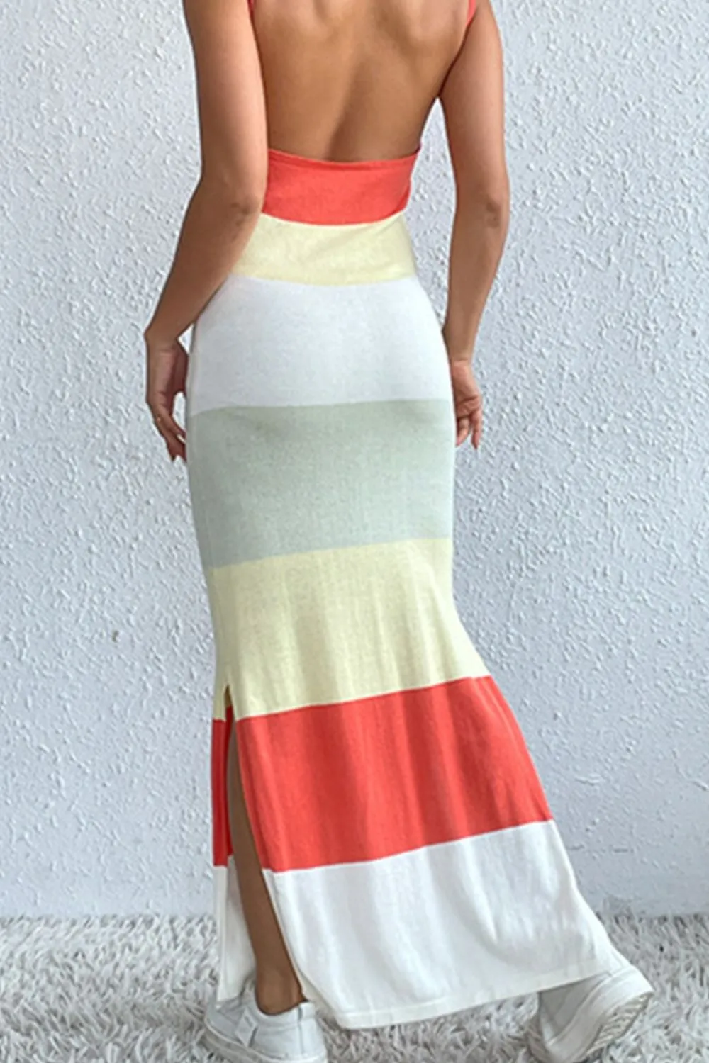 Color Block Spaghetti Strap Knit Dress, image 2