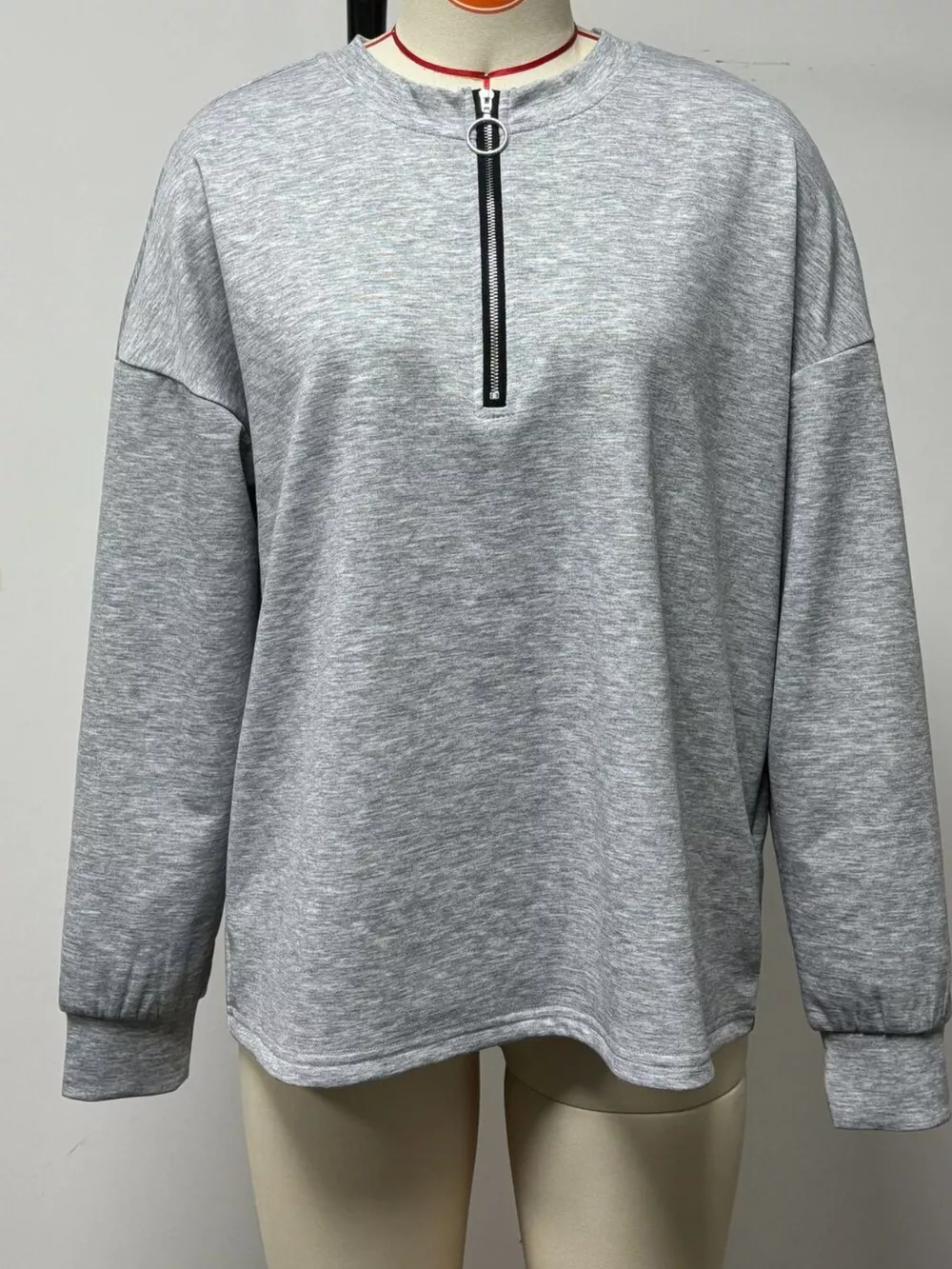 Quarter-Zip Dropped Shoulder Sweatshirt