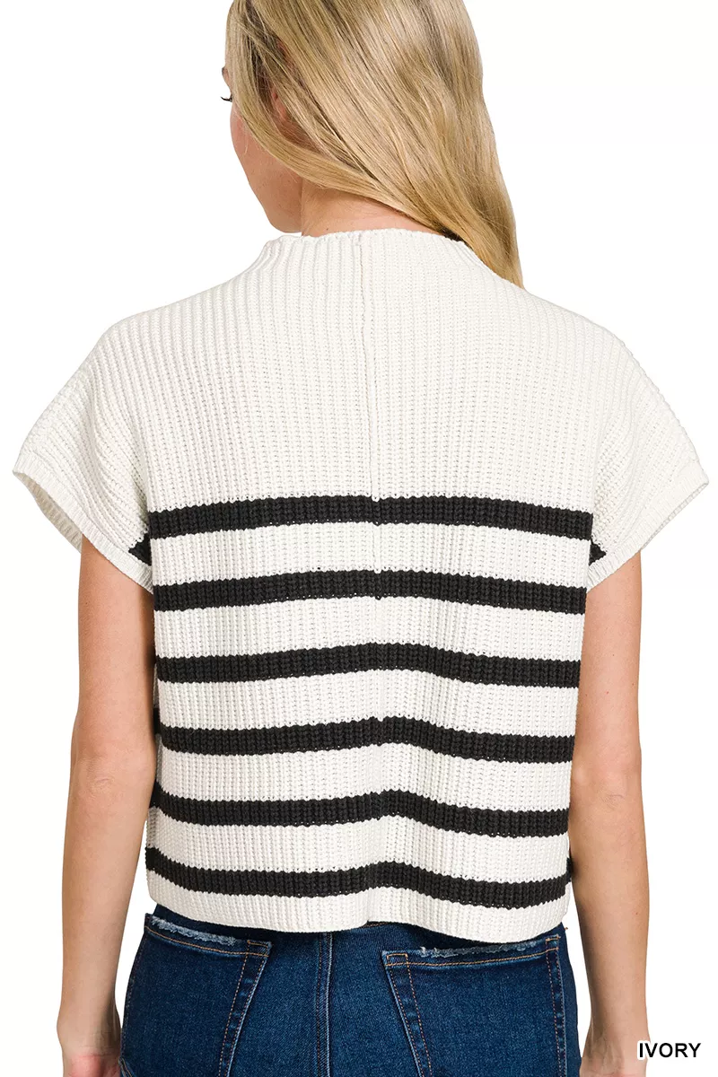 Short Sleeve Stripe Sweater, image 3
