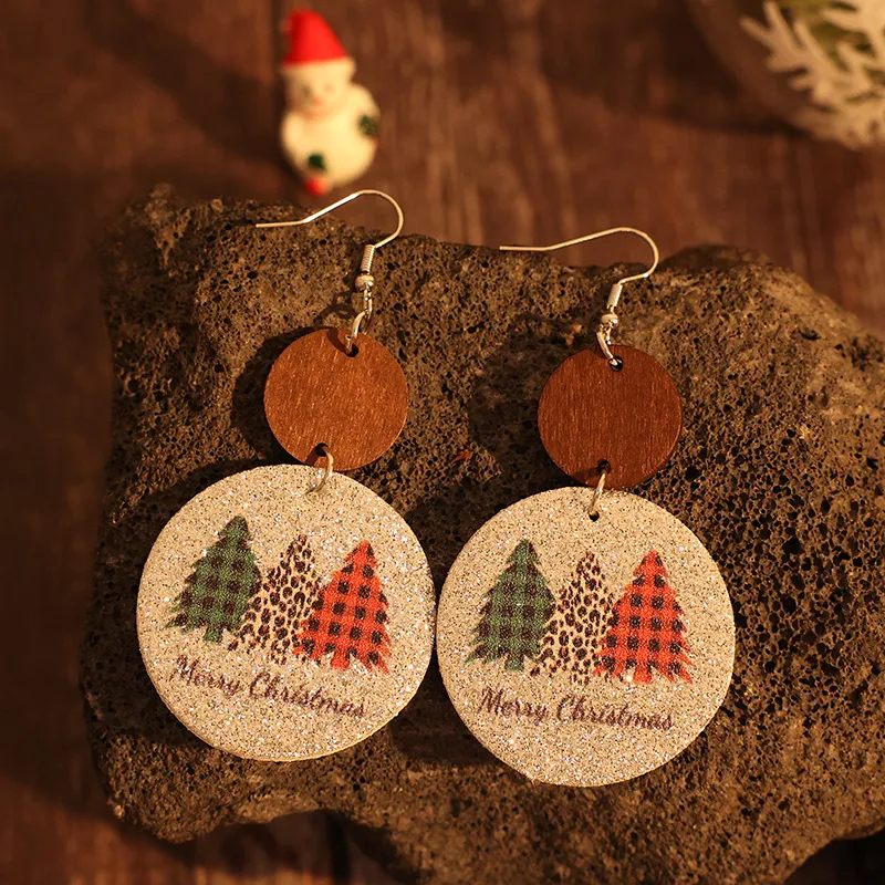 PU Leather Christmas Tree Earrings, image 4
