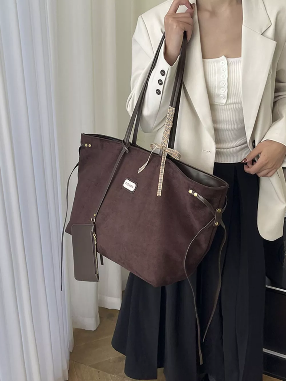 Vintage Suede Tote Bag, image 3
