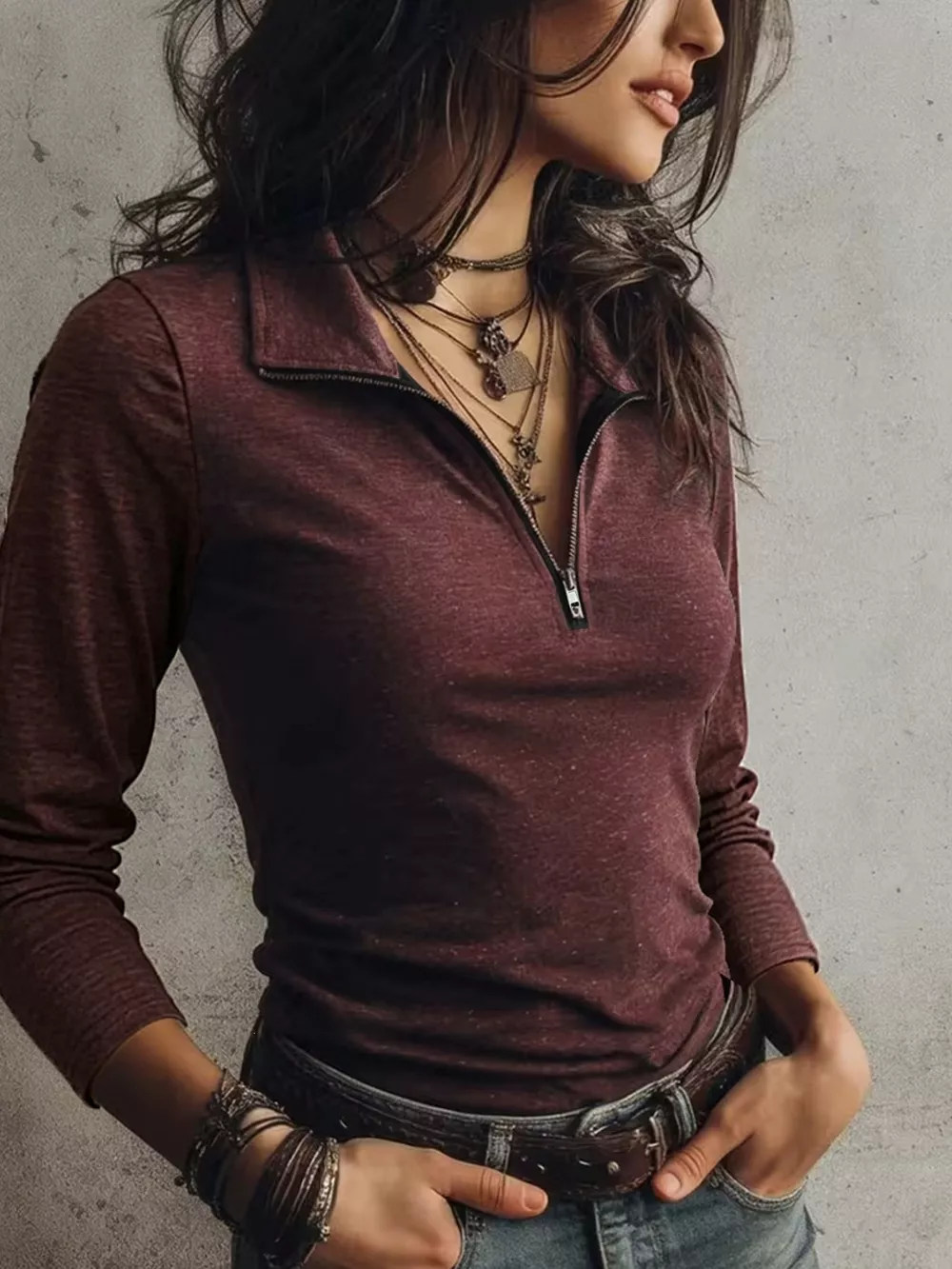 Slim Fit Long Sleeve Quarter-Zip T-Shirt, image 9