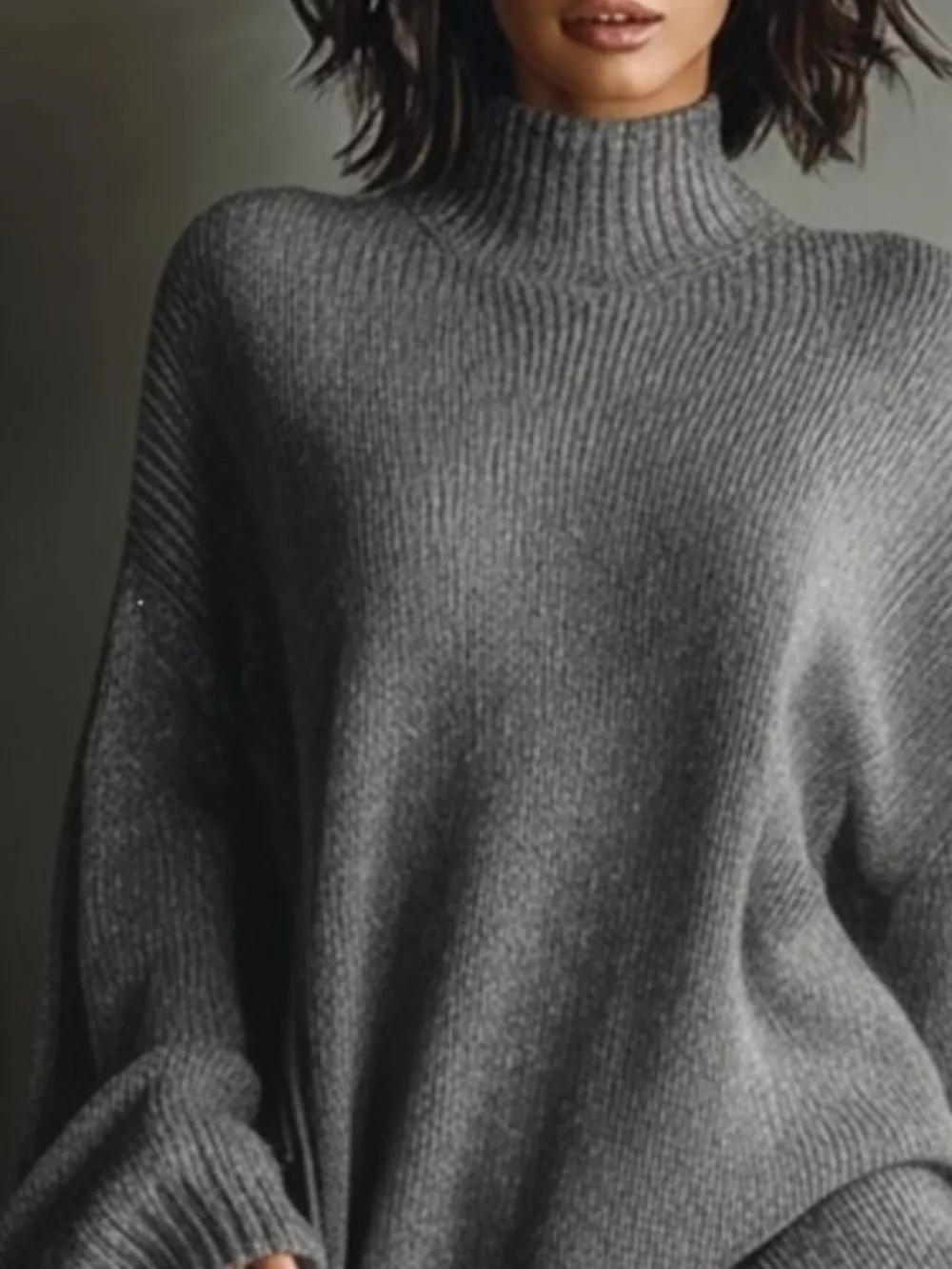 Oversized Mock Neck Long Sleeve Sweater Dress, image 12