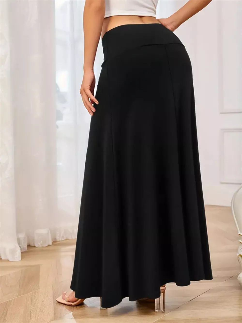 Flowy Maxi Skirt with Wide Waistband, image 6