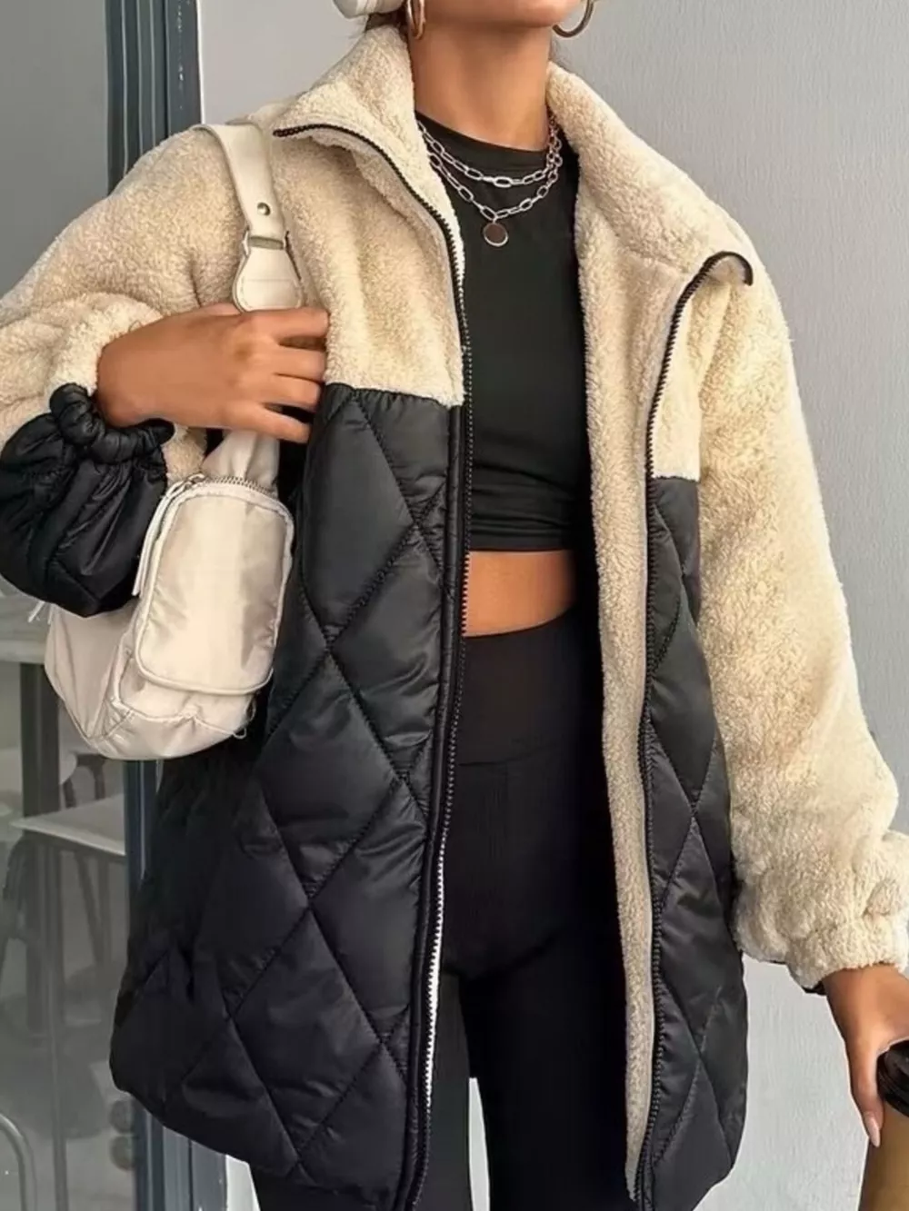 Color-Block Sherpa and Quilted Puffer Outerwear, image 2