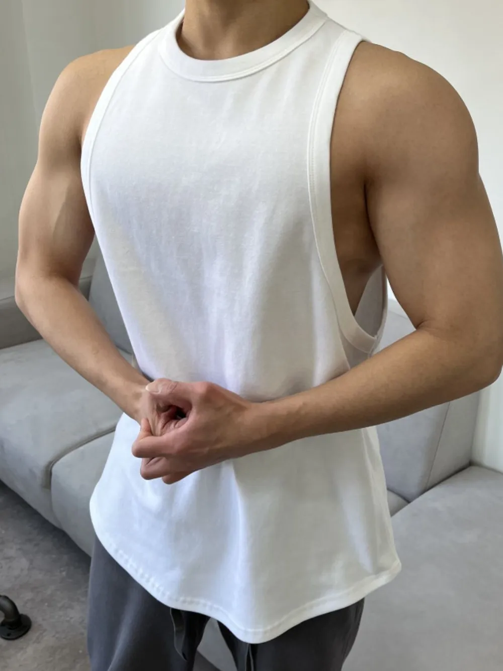 Men's Plus Size Round Neck Tank, image 7