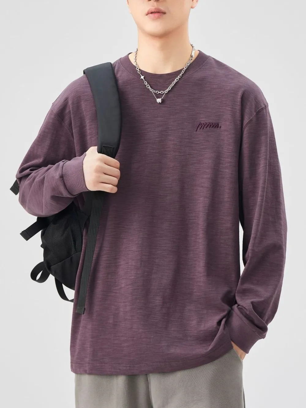 Men's Plus Size Basic Style Oversized Sweatshirt with Embroidered Logo, image 11