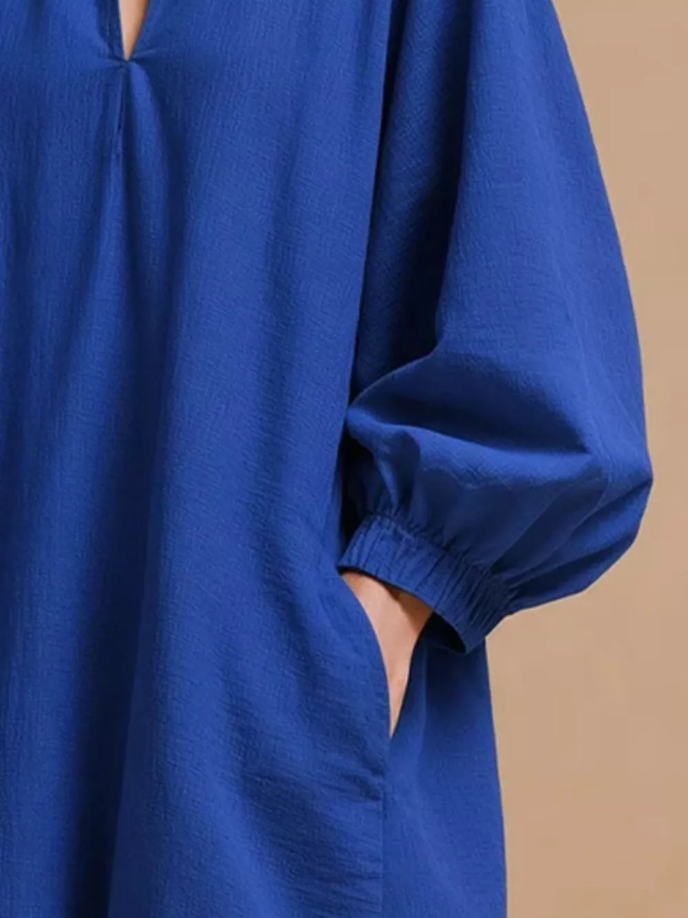 Casual Loose-Fit Balloon Sleeve Mini Dress with Pockets, image 9