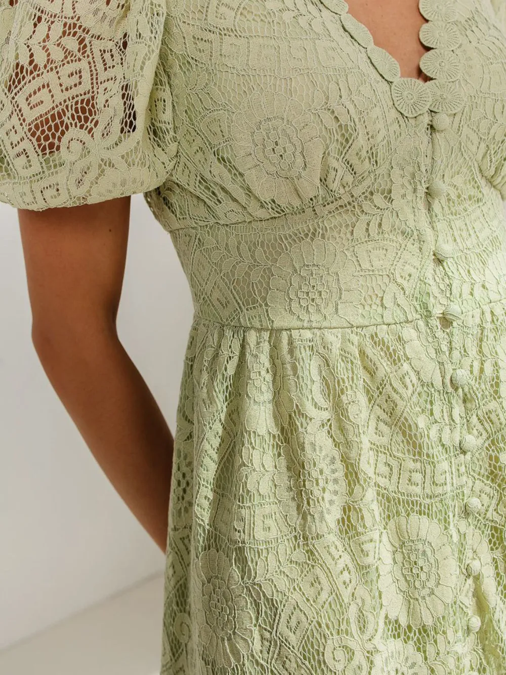 Lace V-Neck Short Sleeve Dress, image 12