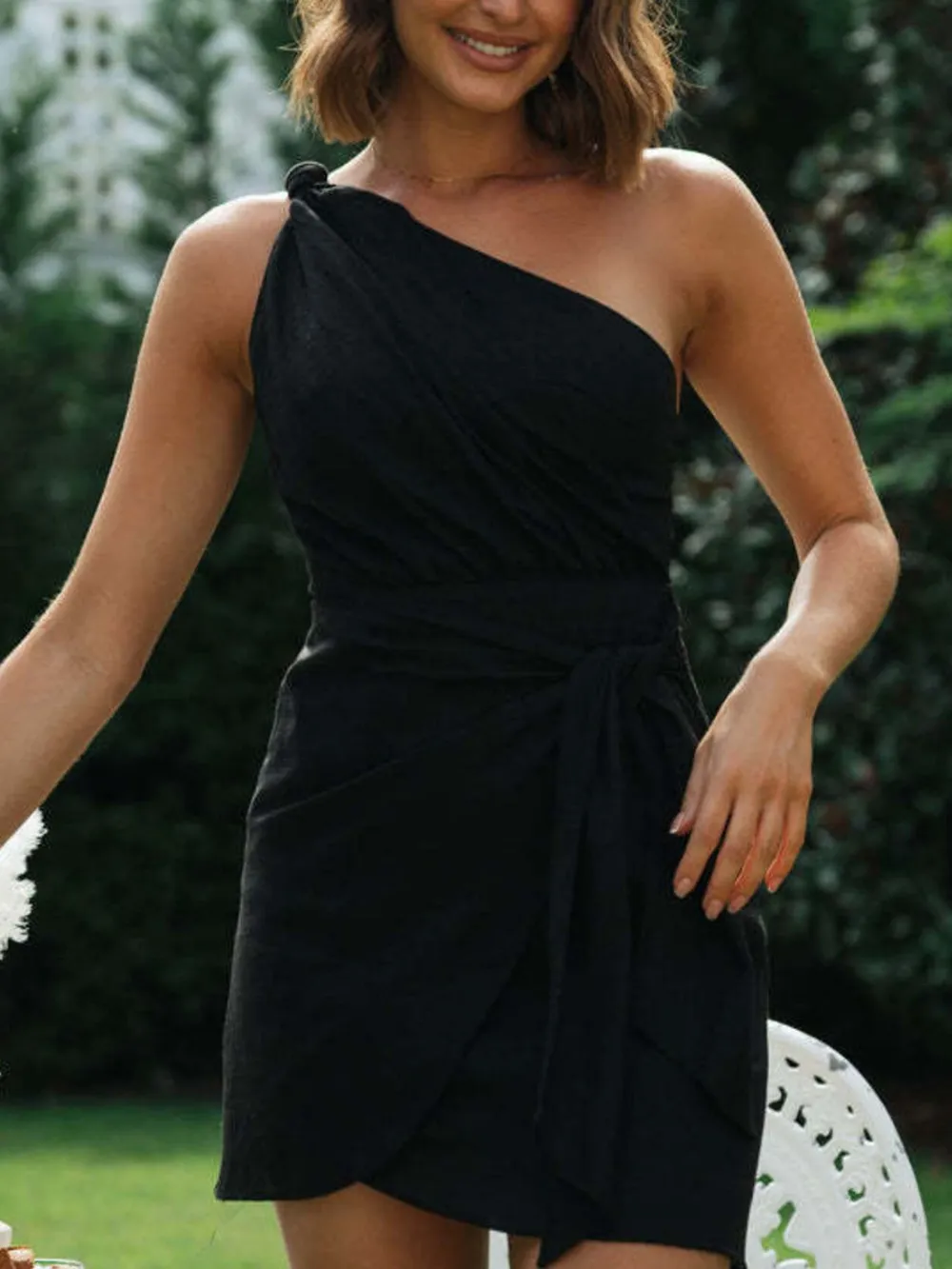Ruched One-Shoulder Mini Dress, image 9