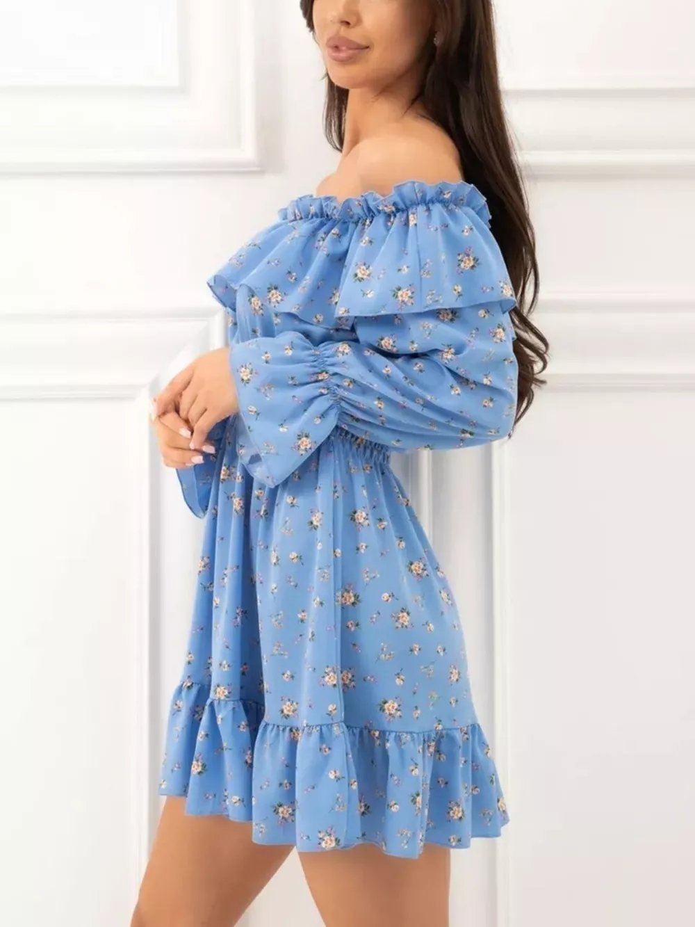 Off-Shoulder Floral Print Ruffle Dress, image 10