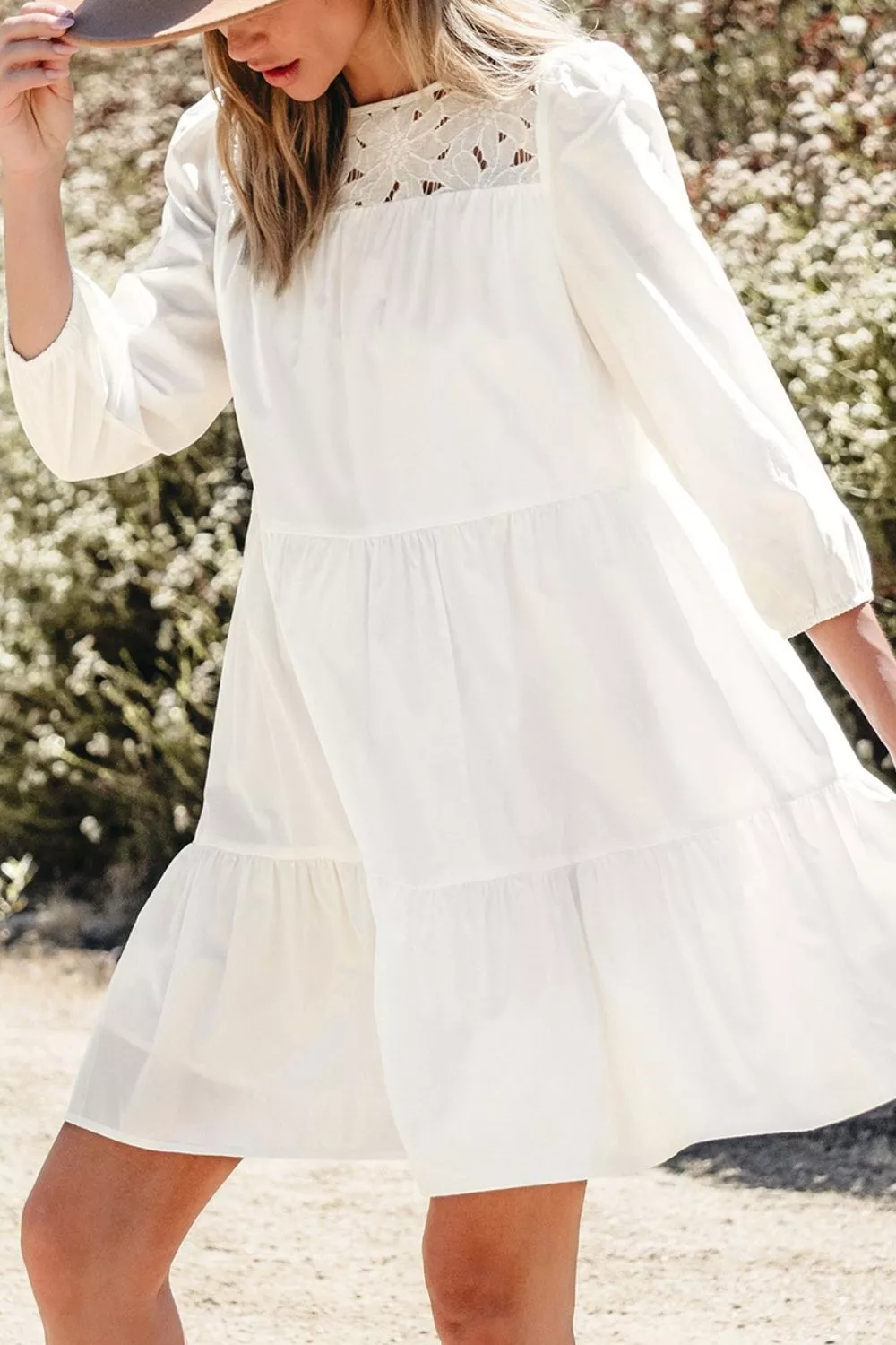 3/4 Sleeve Tiered Mini Dress, image 8