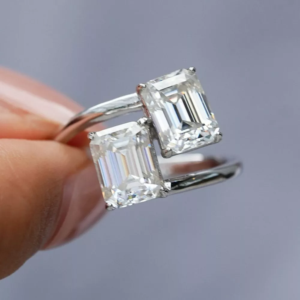 2 Carat Moissanite 925 Sterling Silver Bypass Ring, image 3