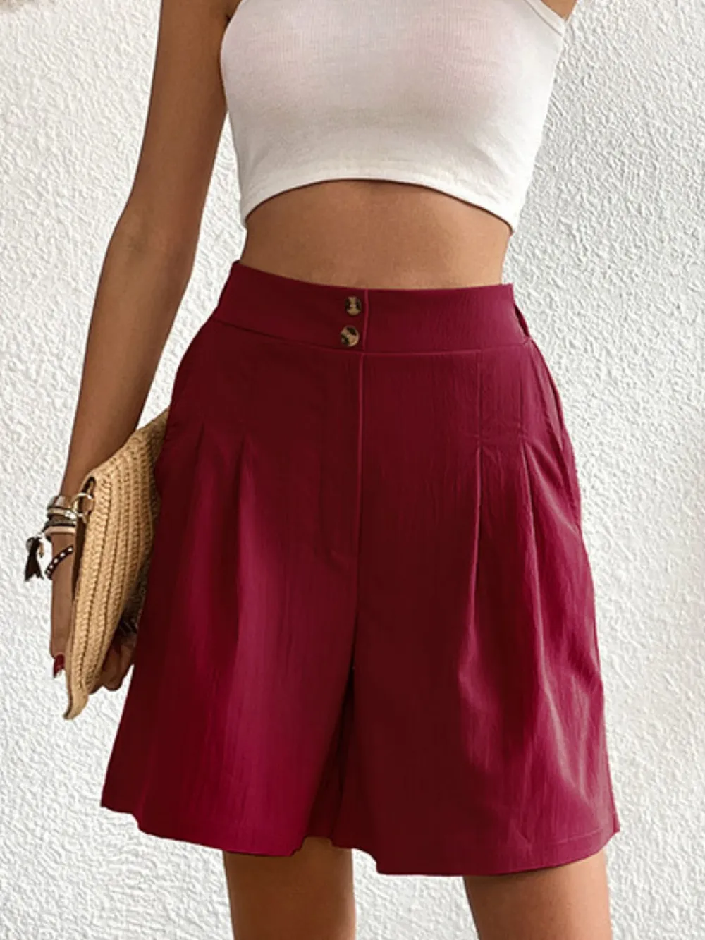 High-Waisted Pleated Shorts, image 9