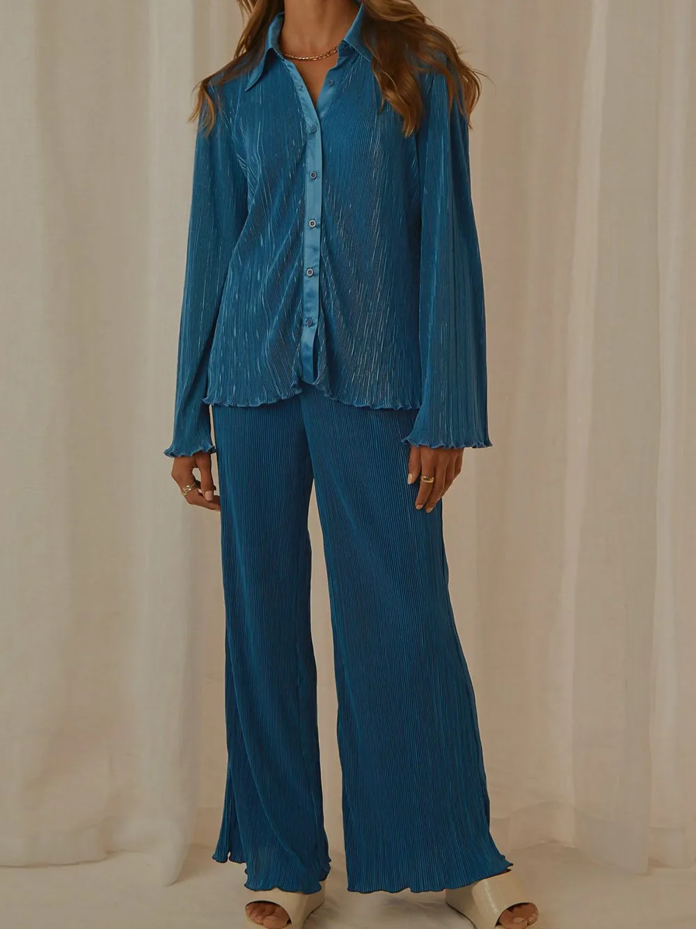 Button Up Long Sleeve Top and Pants Set, image 18